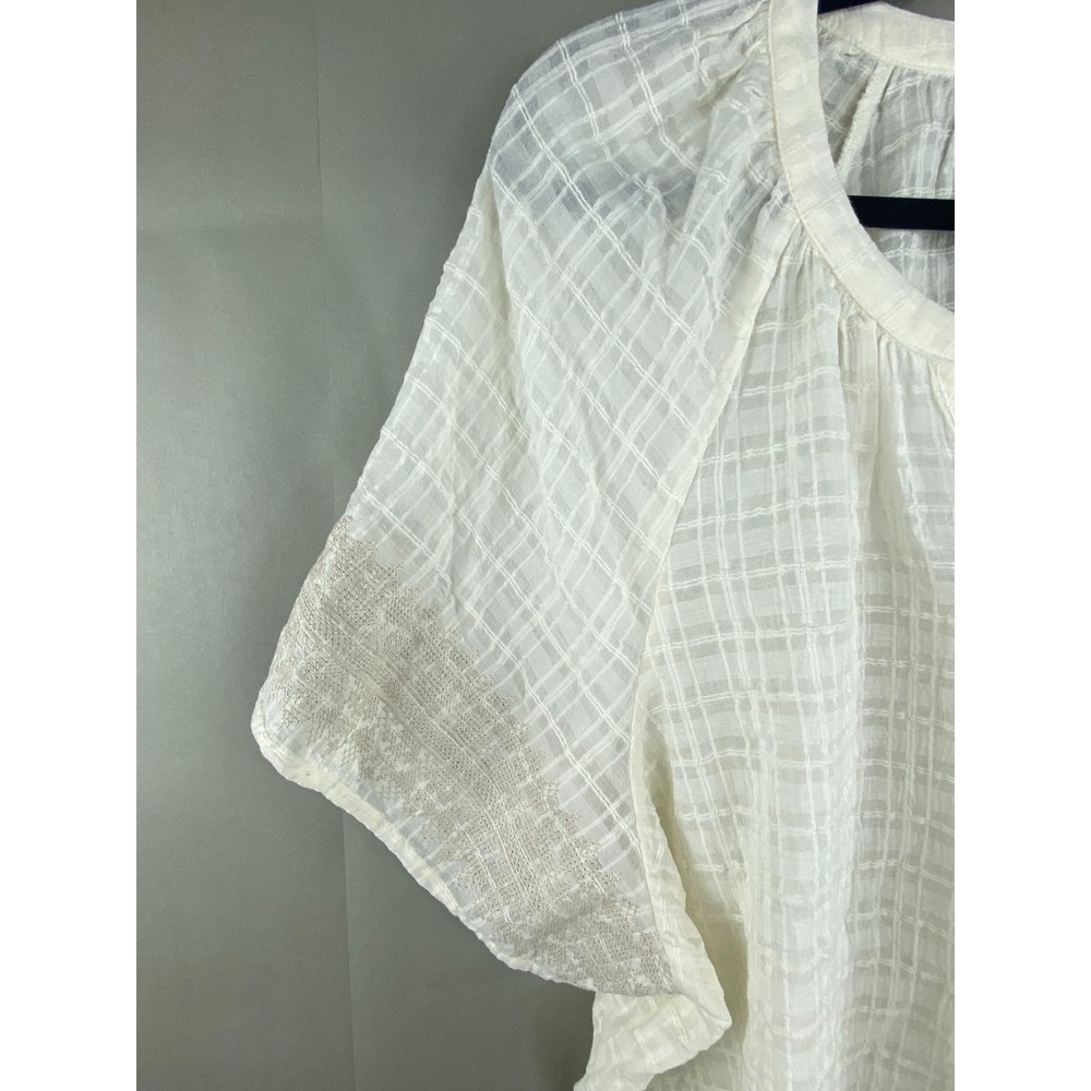 NWT Falls Creek Womens Blouse Top 2X Cream Cotton Gauze Embroidered Boho Cottage - Picture 6 of 13